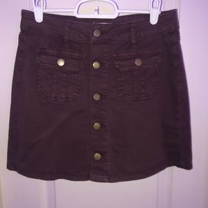 Maroon Jean Button Down Mini Skirt